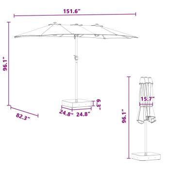 Gartenparasol Sandfarbe 385 x 209 x 244 cm Stoff