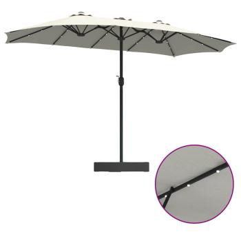 Gartenparasol Sandfarbe 385 x 209 x 244 cm Stoff