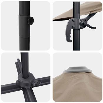 Roma Parasol Taupe Groß Polyester & Stahl