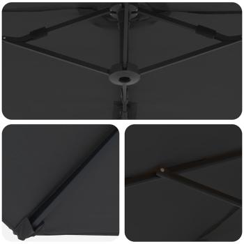 Sonnenschirm Schwarz 372 x 198 x 243 cm Polyester und Aluminium