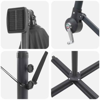 Auskragender Bananenschirm Anthrazit 294 x 294 x 248 cm