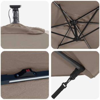 Auskragender Bananenschirm mit Schloss Taupe 294 x 200 x 254 cm