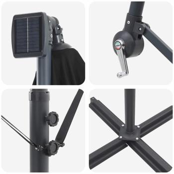 Auskragender Bananenschirm Schwarz 294 x 200 x 254 cm