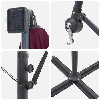 Auskragender Bananenschirm Bordeauxrot 294 x 200 x 254 cm