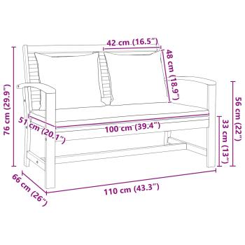 Bank Braun und Dunkelgrau 110 x 66 x 76 cm Massivholz Teak