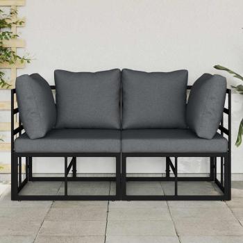 Gartenmöbel-Sets mit Kissen mit Kissen 2 pcs Schwarz und Anthrazit