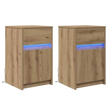 LED Nachttisch 2 pcs Eiche handwerklich 38 x 34 x 61 cm