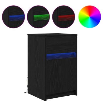 LED Nachttisch Schwarze Eiche 38 x 34 x 61 cm Spanplatte