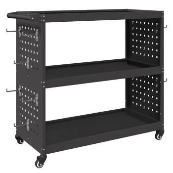 Werkzeugwagen mit Regal mit Rad mit Speicher Schwarz 75 x 35 x 73 cm Metall
