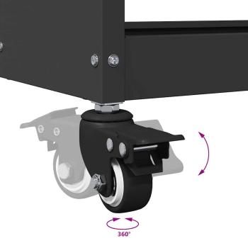 Werkzeugwagen mit Regal mit Rad mit Speicher Schwarz 75 x 35 x 73 cm Metall