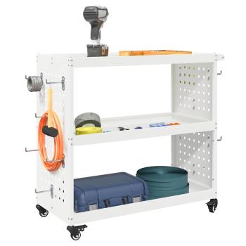 Werkzeugwagen Weiß 75 x 35 x 73 cm Pulverbeschichteter Stahl