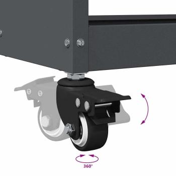 Werkzeugwagen mit Regal mit Rad mit Speicher Anthrazit 75 x 35 x 73 cm Metall