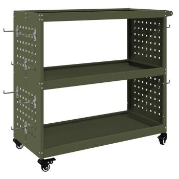 Werkzeugwagen mit Regal mit Rad mit Speicher Olivgrün 75 x 35 x 73 cm