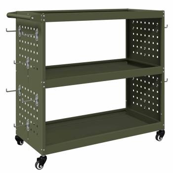 Werkzeugwagen mit Regal mit Rad mit Speicher Olivgrün 75 x 35 x 73 cm