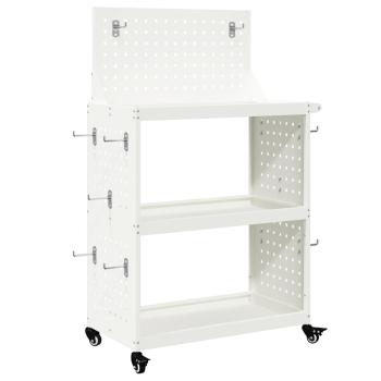 Werkzeugwagen mit Regal mit Rad mit Speicher Weiß 65 x 35 x 111 cm Metall