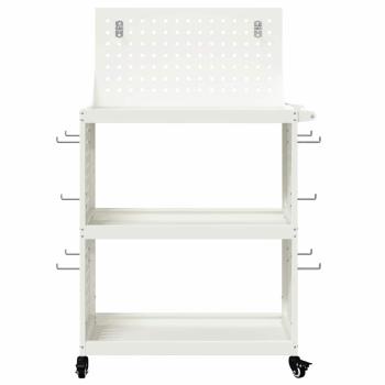 Werkzeugwagen mit Regal mit Rad mit Speicher Weiß 65 x 35 x 111 cm Metall