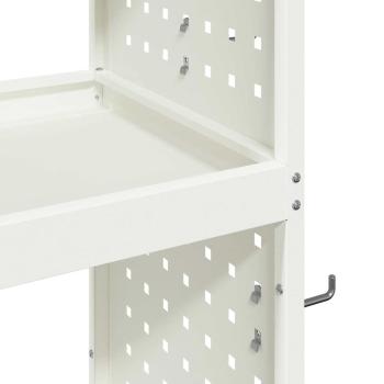 Werkzeugwagen mit Regal mit Rad mit Speicher Weiß 65 x 35 x 111 cm Metall
