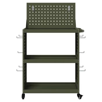 Werkzeugwagen mit Regal mit Rad mit Speicher Olivgrün 65 x 35 x 111 cm