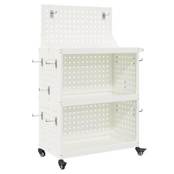 Werkzeugwagen mit Regal mit Rad mit Speicher Weiß 65 x 35 x 111 cm Metall