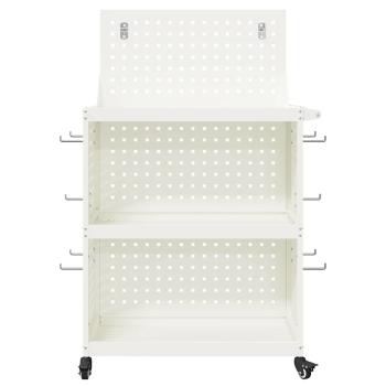 Werkzeugwagen mit Regal mit Rad mit Speicher Weiß 65 x 35 x 111 cm Metall
