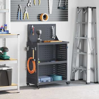 ARDEBO.de - Werkzeugwagen mit Regal mit Rad mit Speicher Anthrazit 65 x 35 x 111 cm
