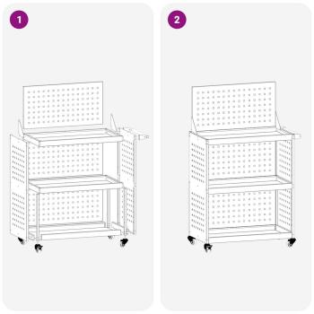Werkzeugwagen mit Regal mit Rad mit Speicher Olivgrün 65 x 35 x 111 cm Metall