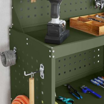 Werkzeugwagen mit Regal mit Rad mit Speicher Olivgrün 65 x 35 x 111 cm Metall