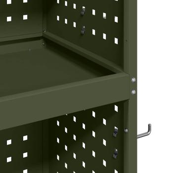 Werkzeugwagen mit Regal mit Rad mit Speicher Olivgrün 65 x 35 x 111 cm Metall