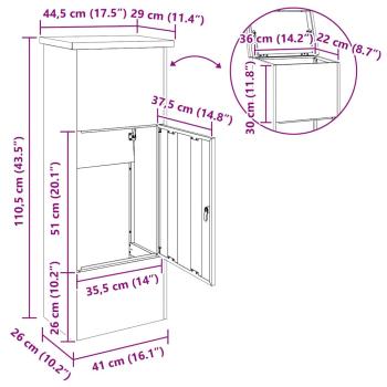 Paketdrop-Box Schwarz 44,5 x 29 x 110,5 cm Stahl