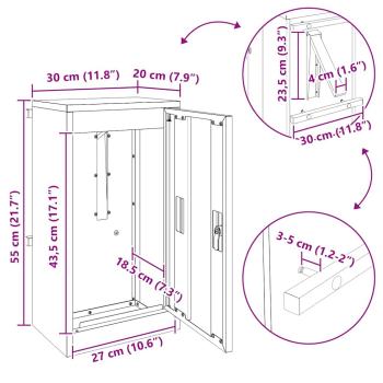 Briefkasten Weiß 30 x 23 x 55 cm Stahl