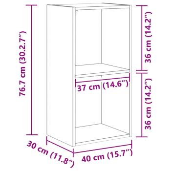 Bücherregal Schwarze Eiche 40 x 30 x 77 cm Holzwerkstoff