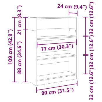 Bücherregal Schwarze Eiche 80 x 24 x 109 cm Spanplatte