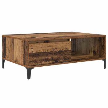 Couchtisch mit Regal mit Speicher mit Tür Altholz 90 x 60 x 35 cm Holzwerkstoff
