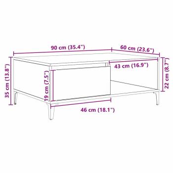 Couchtisch Schwarze Eiche 90 x 60 x 35 cm Holzwerkstoff