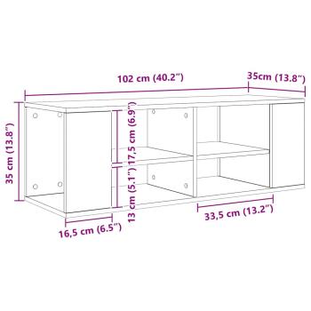TV-Schränk mit Regal Wandmontiert mit Speicher Altholz 102 x 35 x 35 cm Holzwerkstoff