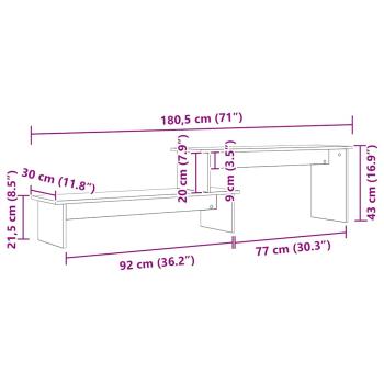 TV-Schränk mit Regal mit Speicher Altholz 180 x 30 x 43 cm Holzwerkstoff
