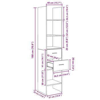 Bücherregal Altholz 40 x 35 x 180 cm Holzwerkstoff
