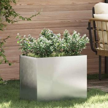 ARDEBO.de - Gartenblumentopf Silber 50 x 32 x 40 cm Verzinkter Stahl