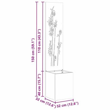 Blumentopf mit dekorativem Paneel Schwarz 32 x 140 cm