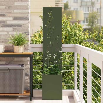 ARDEBO.de - Blumentopf mit dekorativem Paneel Olivgrün 32 x 140 cm