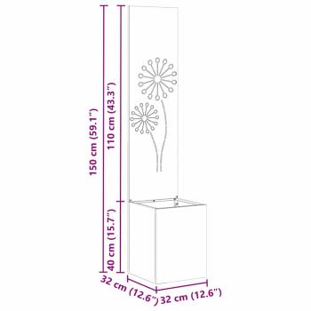 Blumentopf mit dekorativem Paneel Schwarz 32 x 140 cm