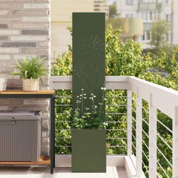 ARDEBO.de - Blumentopf mit dekorativem Paneel Olivgrün 32 x 140 cm