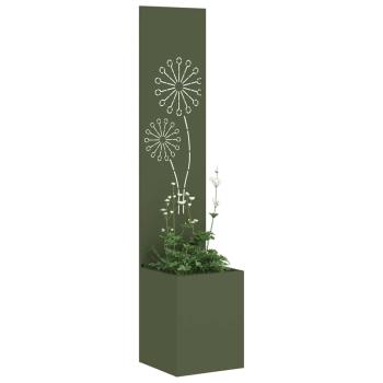 Blumentopf mit dekorativem Paneel Olivgrün 32 x 140 cm