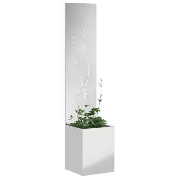 Blumentopf mit dekorativem Paneel Silber 32 x 140 cm
