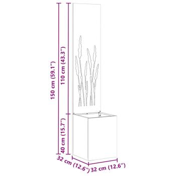 Blumentopf mit dekorativem Paneel Silber 32 x 140 cm Edelstahl