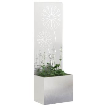 Blumentopf mit dekorativem Paneel Silber 50 x 140 cm Edelstahl