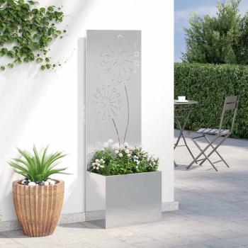 Blumentopf mit dekorativem Paneel Silber 50 x 140 cm Edelstahl