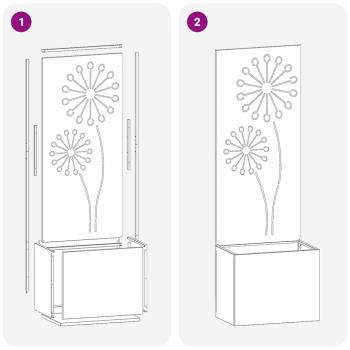 Blumentopf mit dekorativem Paneel Rostig 50 x 140 cm