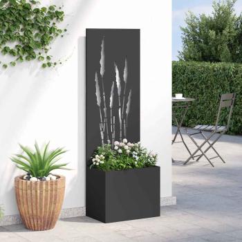 Blumentopf mit dekorativem Paneel Schwarz 50 x 140 cm