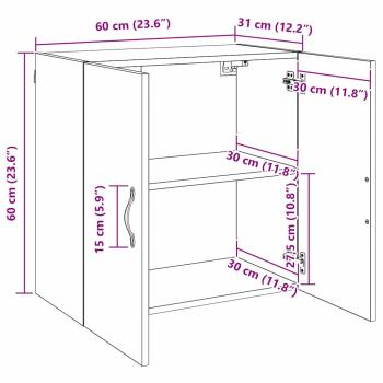 Wandschrank Wandmontiert Altholz 60 x 31 x 60 cm Holzwerkstoff